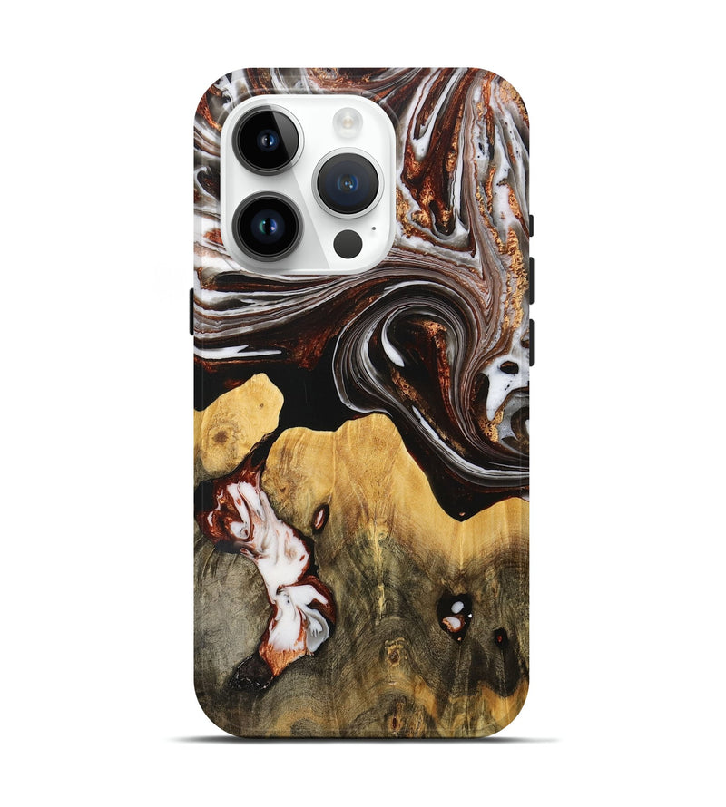 iPhone 15 Pro Wood+Resin Live Edge Phone Case - Ellen (Black & White, 704610)