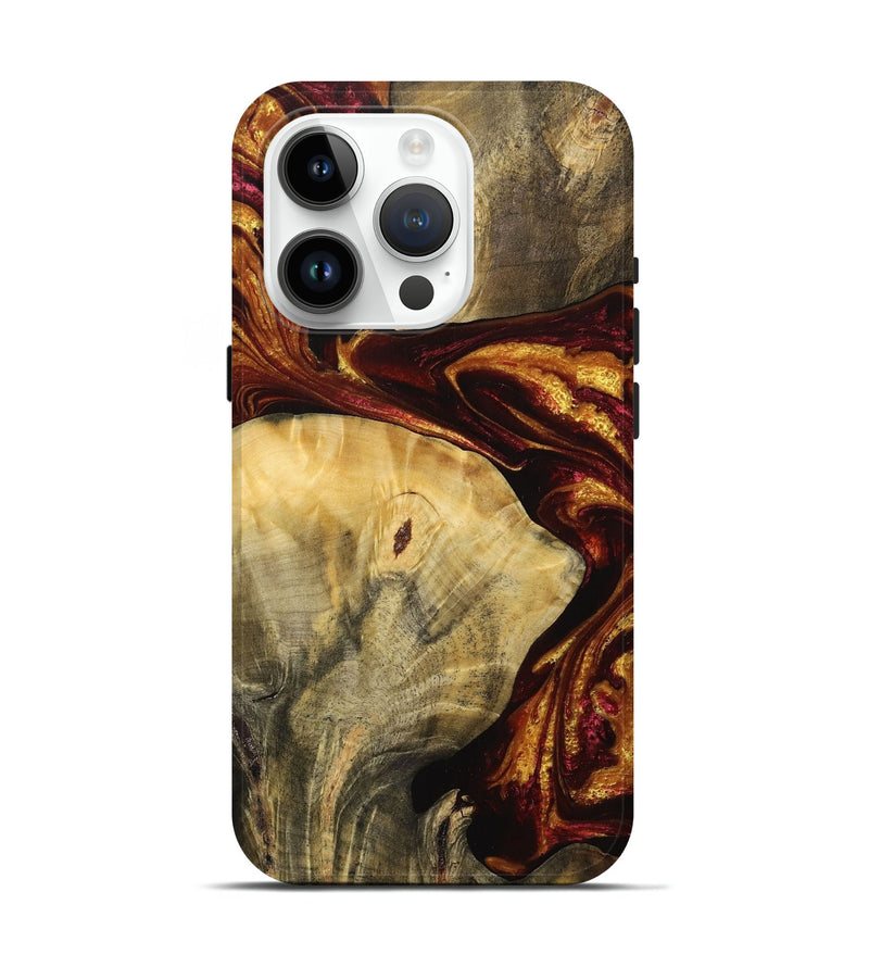 iPhone 15 Pro Wood+Resin Live Edge Phone Case - Addison (Red, 704612)