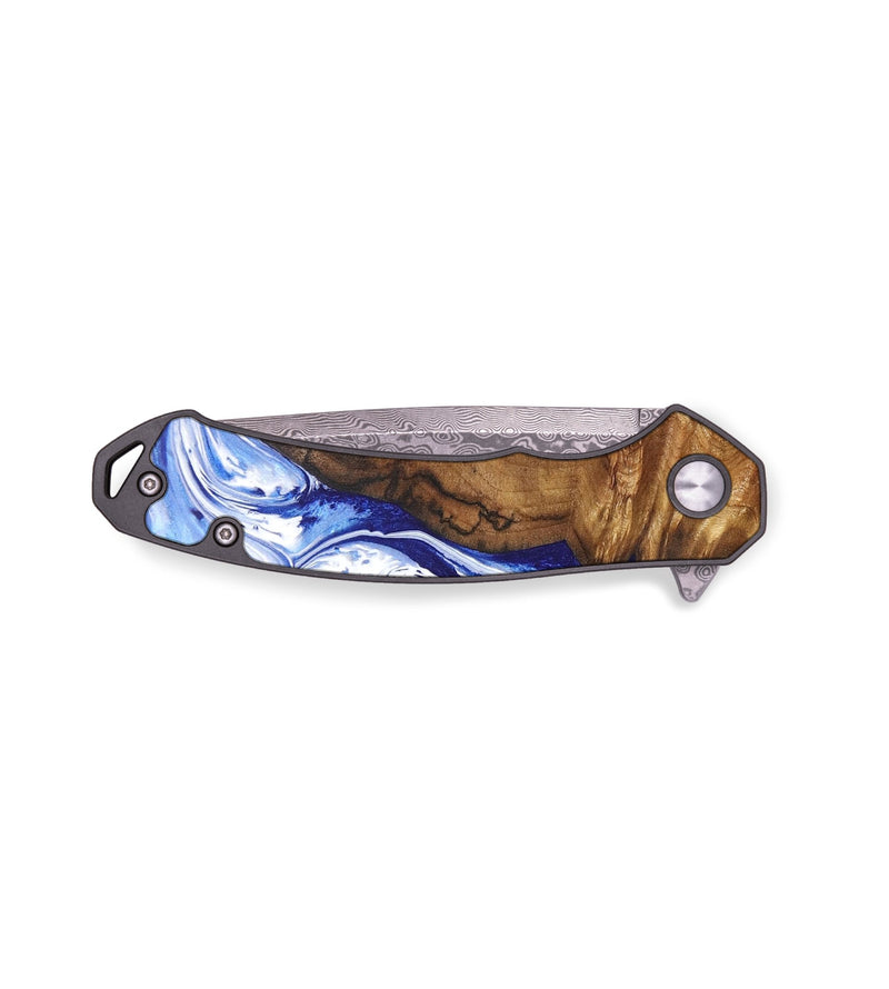 EDC Wood+Resin Pocket Knife - Abby (Blue, 704924)