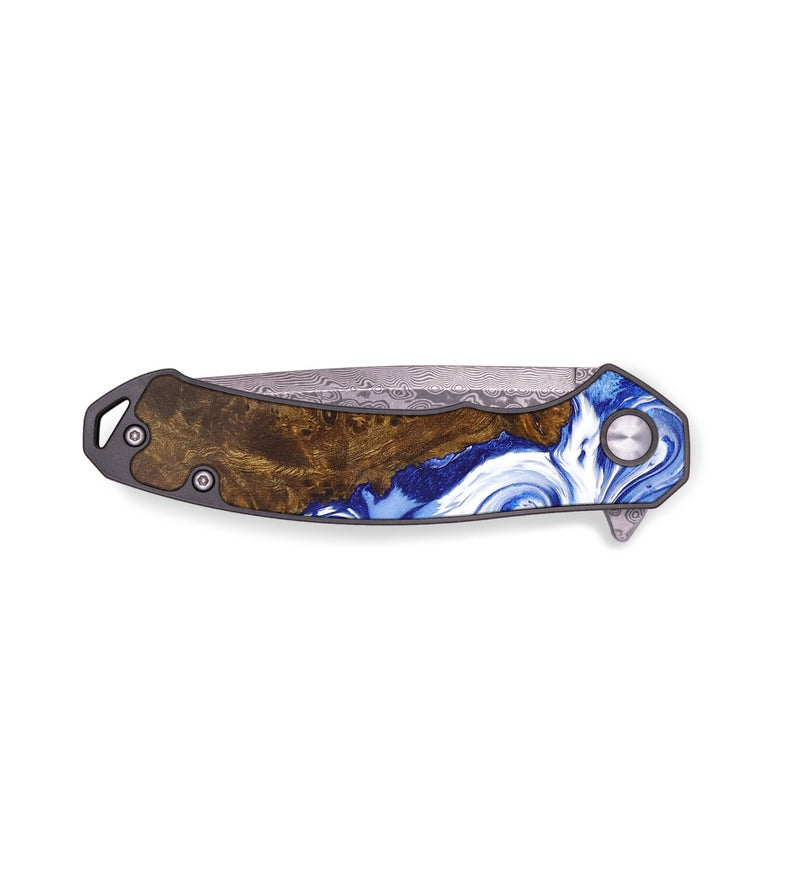 EDC Wood+Resin Pocket Knife - Melvin (Blue, 704926)