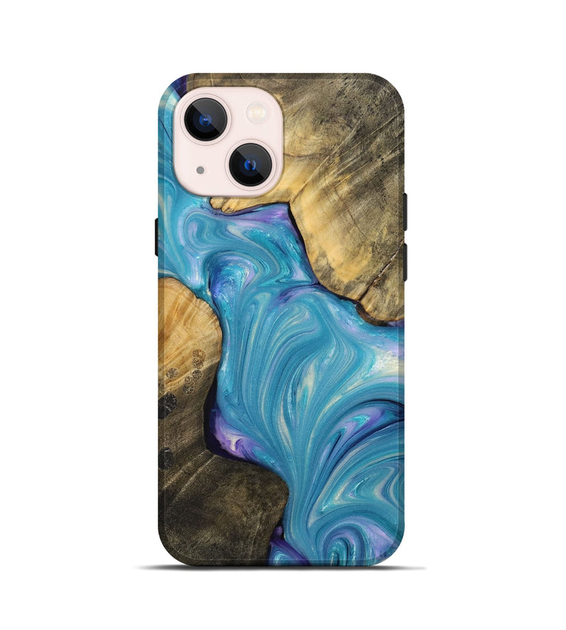 iPhone 13 mini Wood+Resin Live Edge Phone Case - Darla (Blue, 704990)