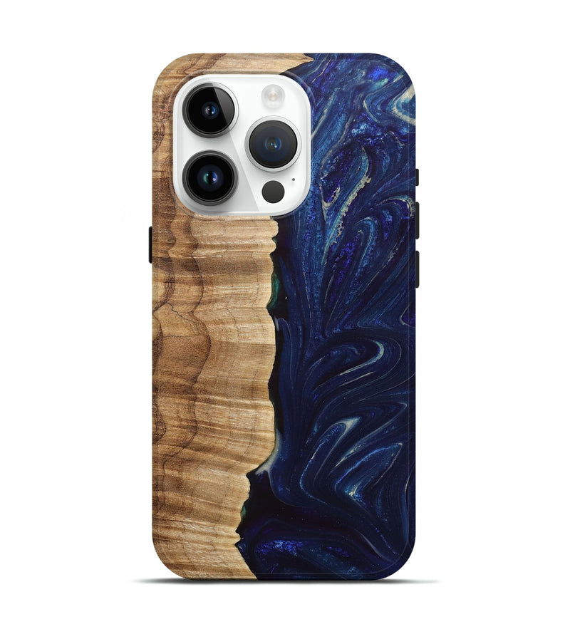 iPhone 15 Pro Wood+Resin Live Edge Phone Case - Niko (Blue, 704995)