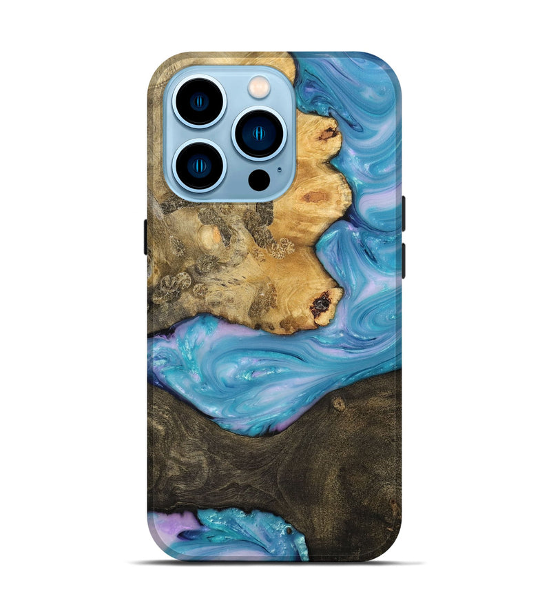 iPhone 14 Pro Wood+Resin Live Edge Phone Case - Terence (Blue, 704997)