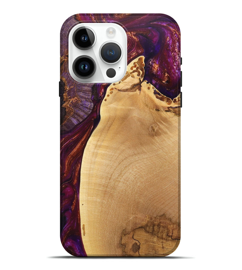 iPhone 15 Pro Max Wood+Resin Live Edge Phone Case - Tobias (Purple, 705003)