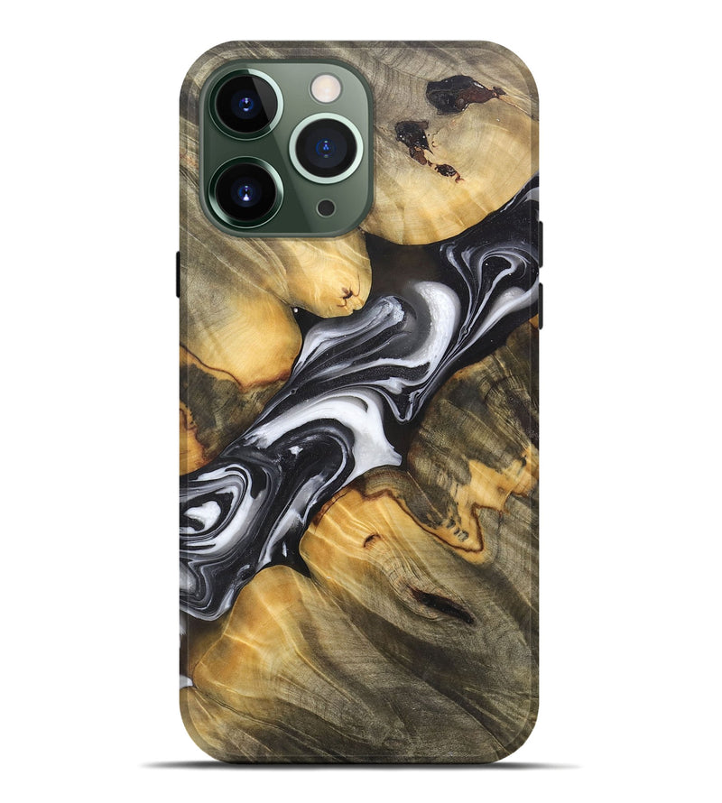 iPhone 13 Pro Max Wood+Resin Live Edge Phone Case - Diane (Black & White, 705097)