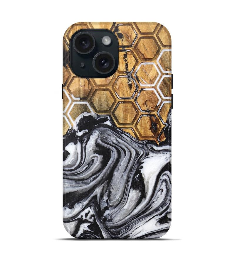 iPhone 15 Wood+Resin Live Edge Phone Case - Casey (Pattern, 705098)