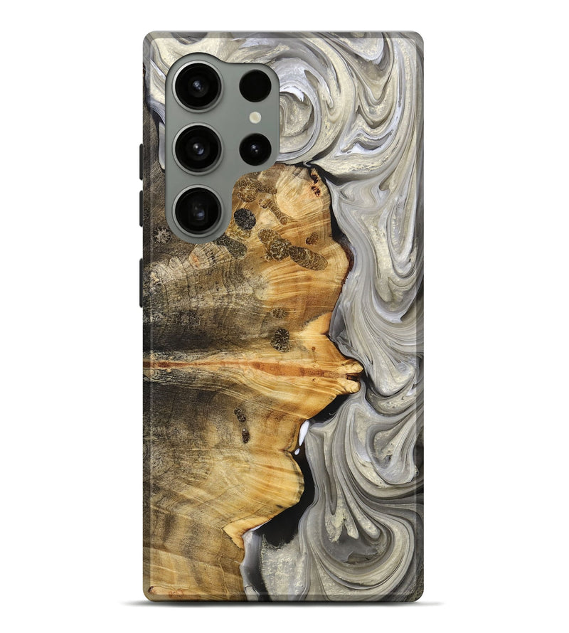 Galaxy S24 Ultra Wood+Resin Live Edge Phone Case - Sheryl (Black & White, 705102)