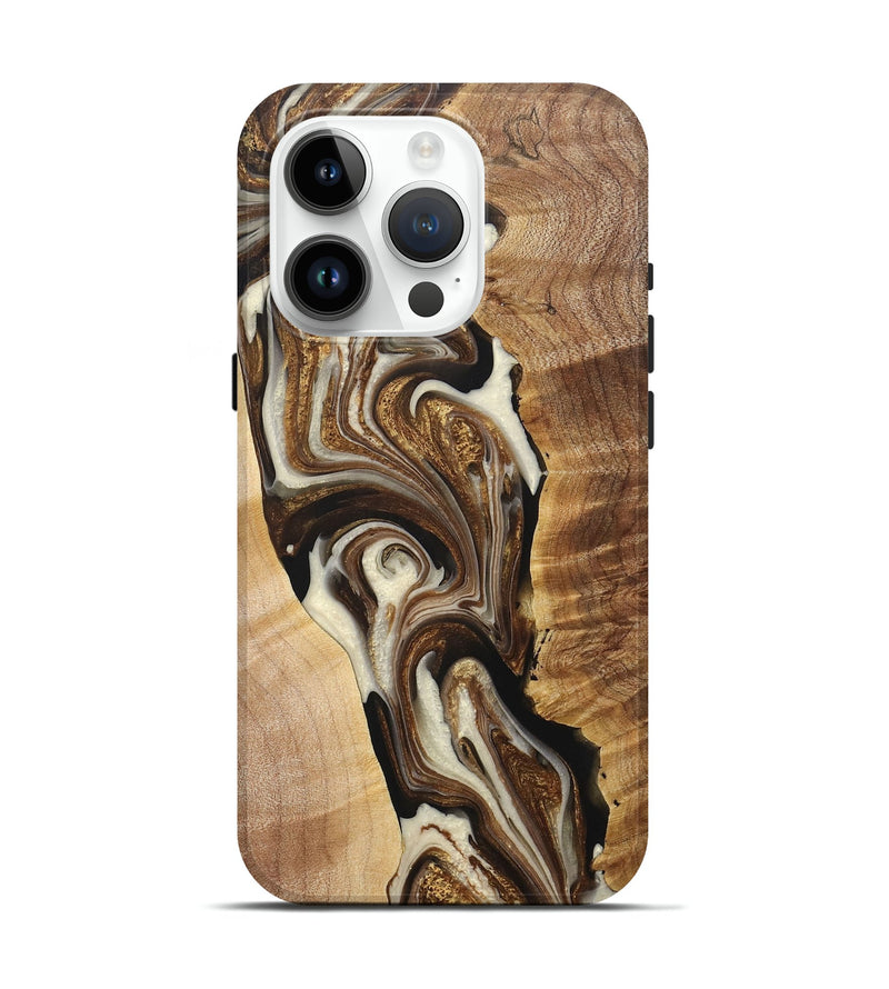 iPhone 15 Pro Wood+Resin Live Edge Phone Case - Ruben (Black & White, 705103)