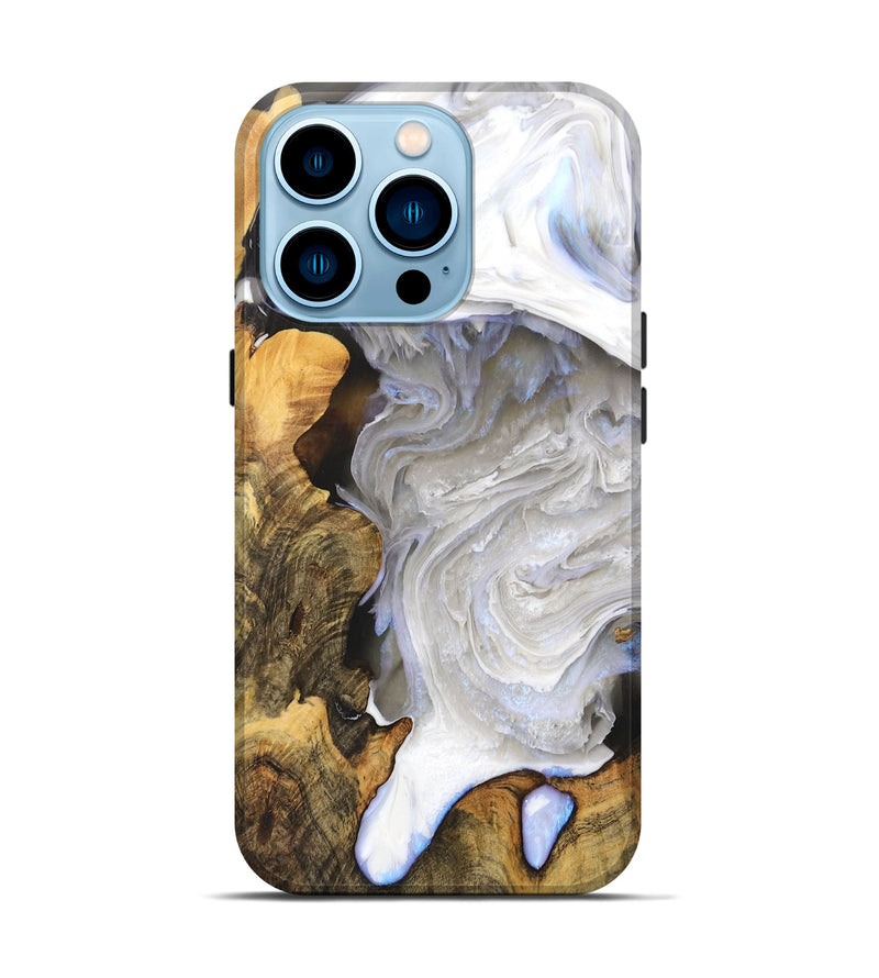iPhone 14 Pro Wood+Resin Live Edge Phone Case - Dayanara (Black & White, 705104)