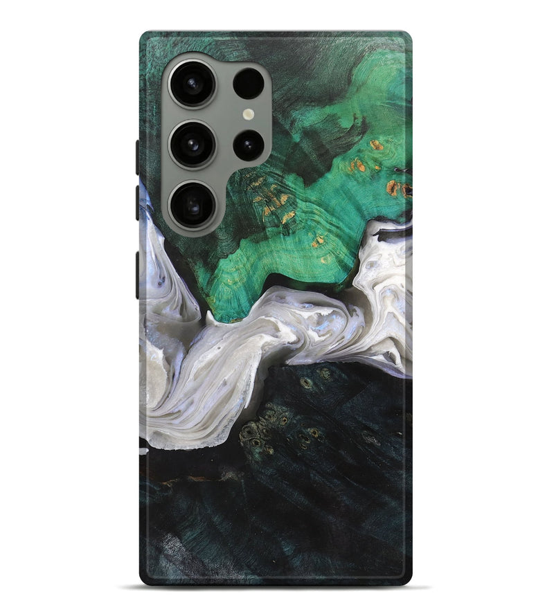 Galaxy S24 Ultra Wood+Resin Live Edge Phone Case - Marcella (Black & White, 705105)