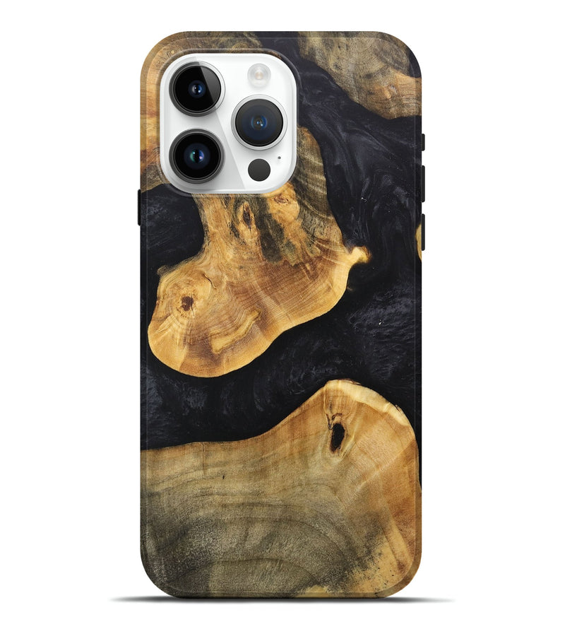 iPhone 15 Pro Max Wood+Resin Live Edge Phone Case - Daryl (Pure Black, 705116)