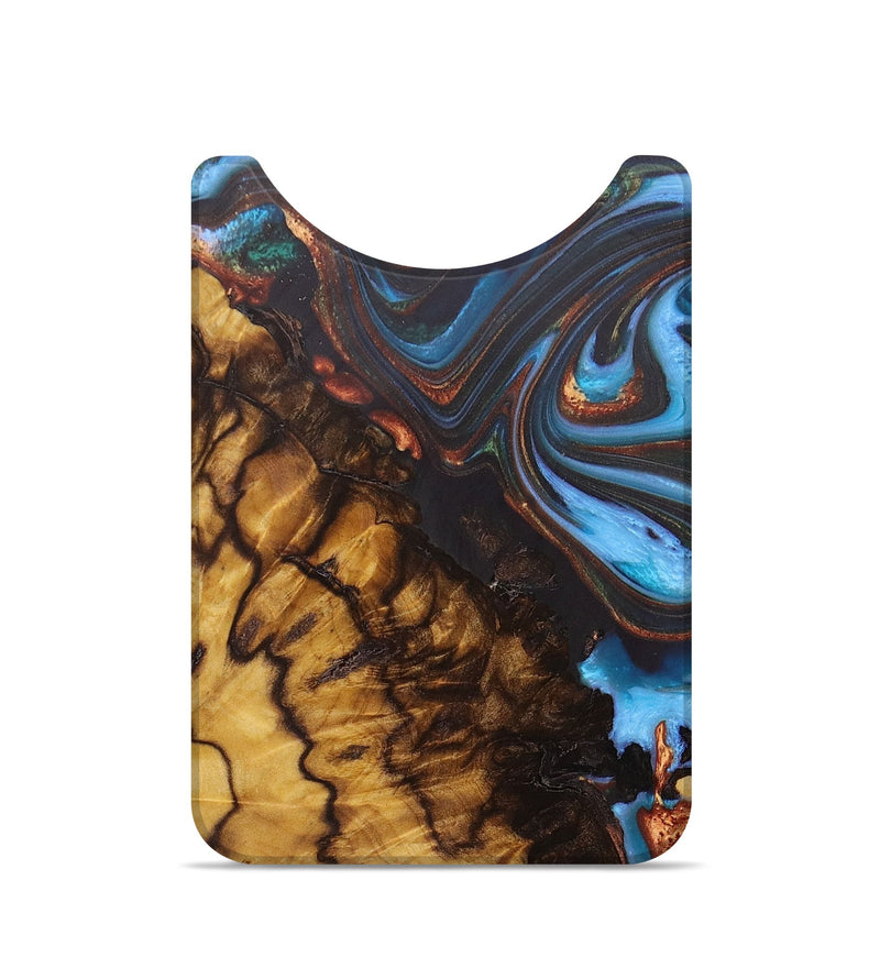 Live Edge Wood+Resin Wallet - Breanna (Teal & Gold, 705206)