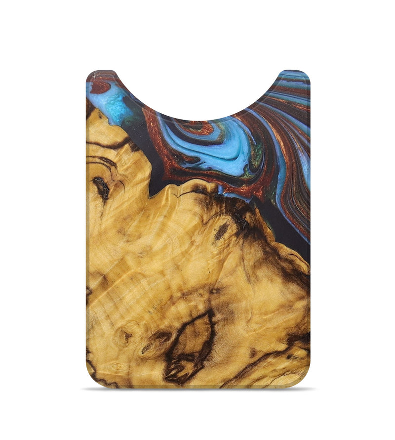 Live Edge Wood+Resin Wallet - Toni (Teal & Gold, 705207)