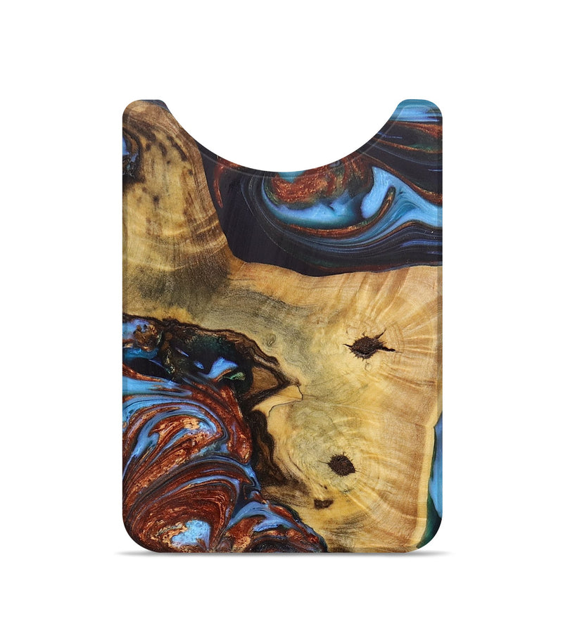 Live Edge Wood+Resin Wallet - Jeri (Teal & Gold, 705209)