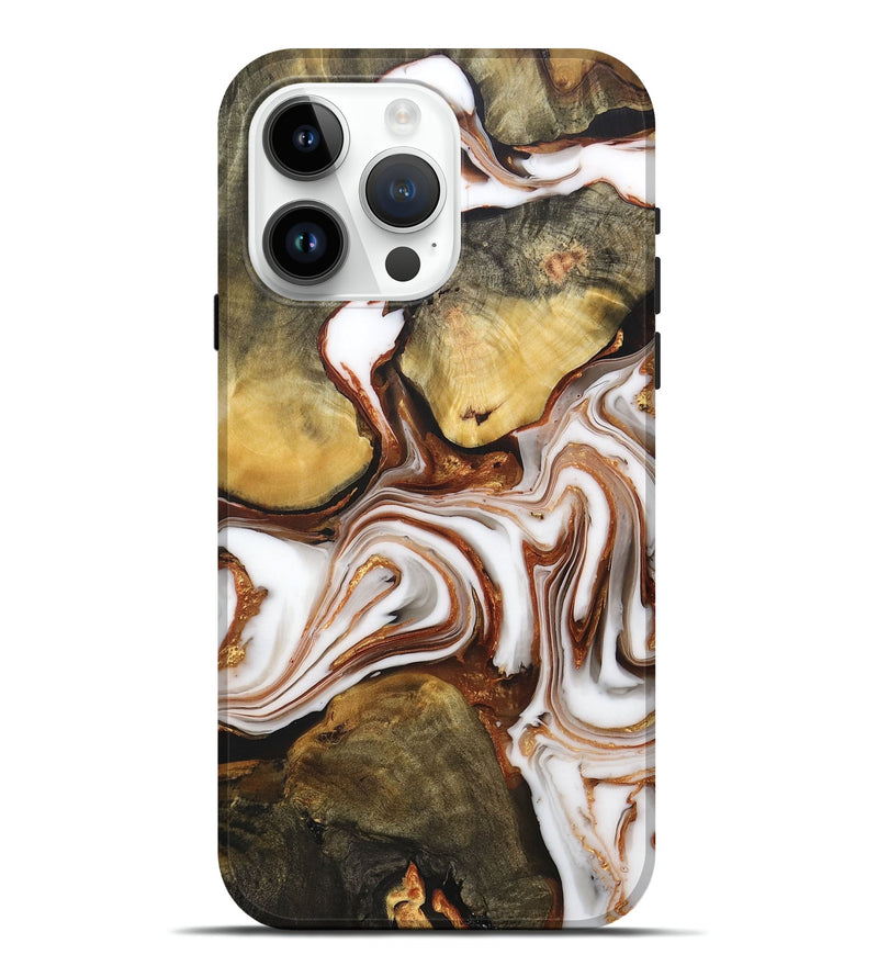 iPhone 15 Pro Max Wood+Resin Live Edge Phone Case - Jermaine (Black & White, 705230)