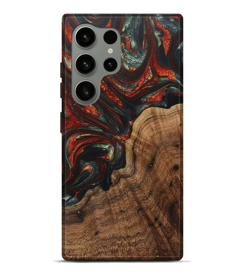 Galaxy S24 Ultra Wood+Resin Live Edge Phone Case - Oscar (Teal & Gold, 705418)