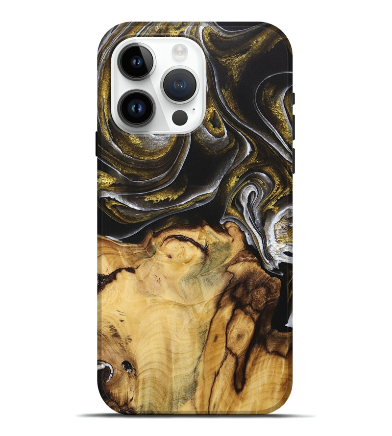 iPhone 15 Pro Max Wood+Resin Live Edge Phone Case - Nellie (Black & White, 705421)