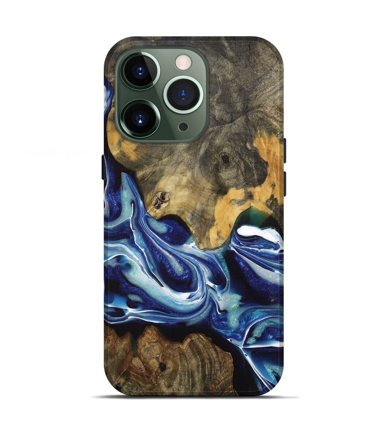 iPhone 13 Pro Wood+Resin Live Edge Phone Case - Dora (Blue, 705434)