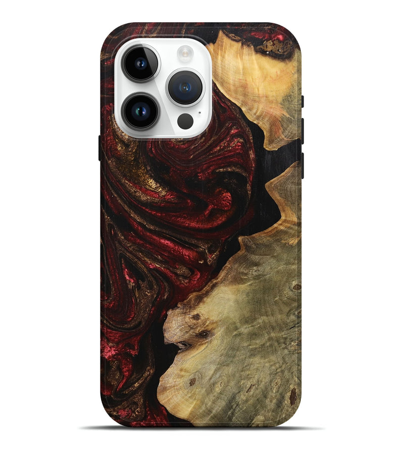 iPhone 15 Pro Max Wood+Resin Live Edge Phone Case - Sharon (Red, 705438)