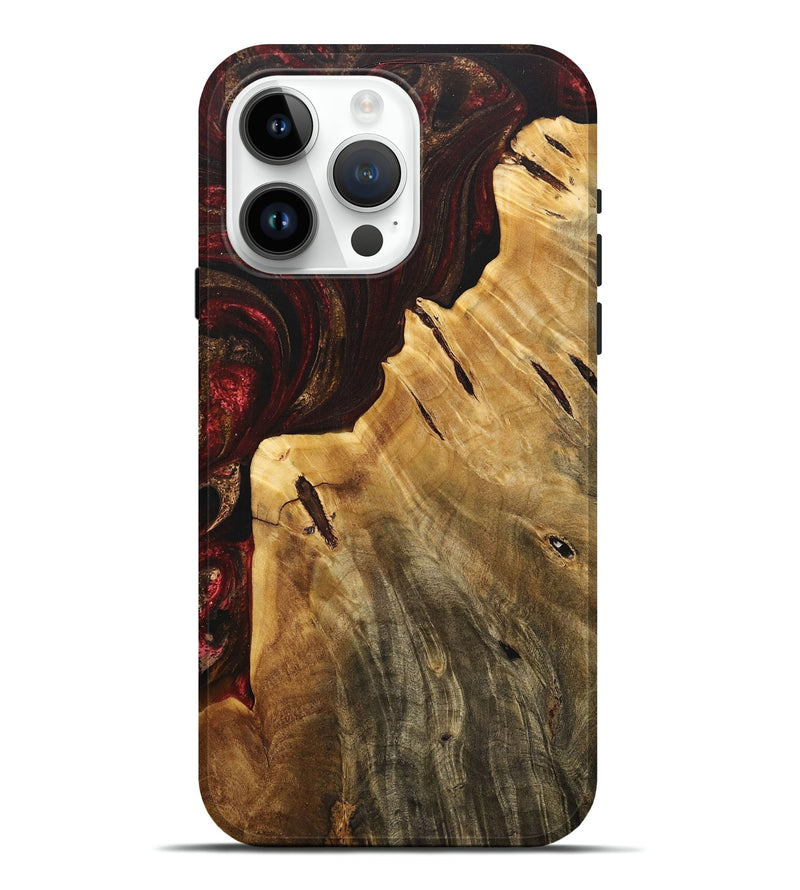 iPhone 15 Pro Max Wood+Resin Live Edge Phone Case - Chloe (Red, 705439)