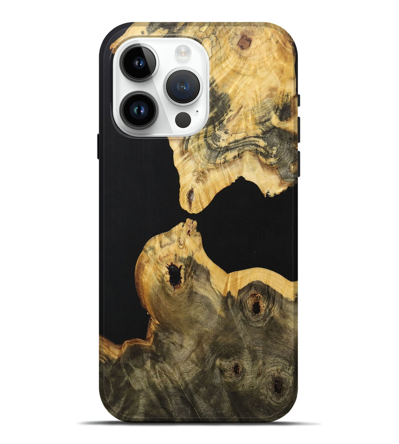 iPhone 15 Pro Max Wood+Resin Live Edge Phone Case - Sondra (Pure Black, 705441)