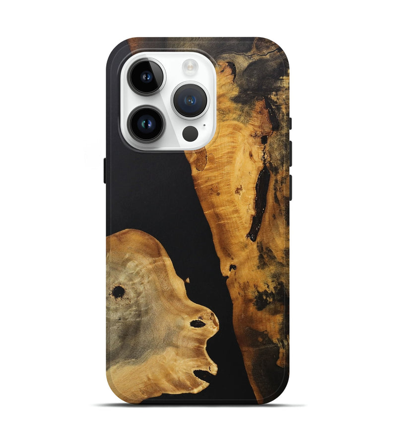 iPhone 15 Pro Wood+Resin Live Edge Phone Case - Ezequiel (Pure Black, 705449)