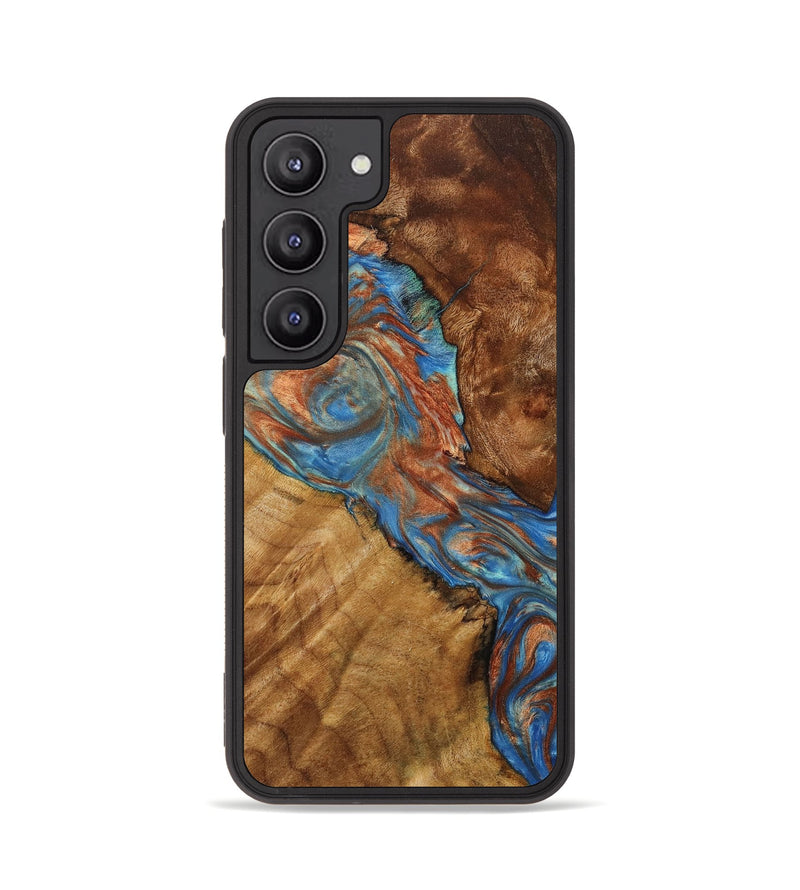 Galaxy S23 Wood+Resin Phone Case - Lyric (Teal & Gold, 705538)
