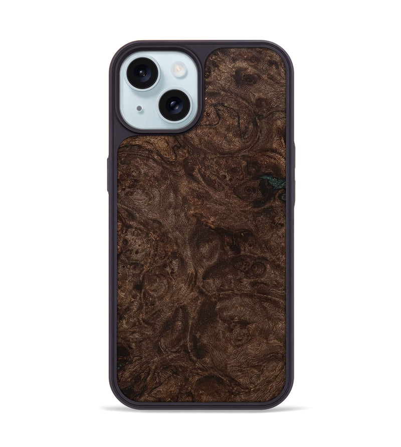 iPhone 15 Wood+Resin Phone Case - Marguerite (Wood Burl, 705592)