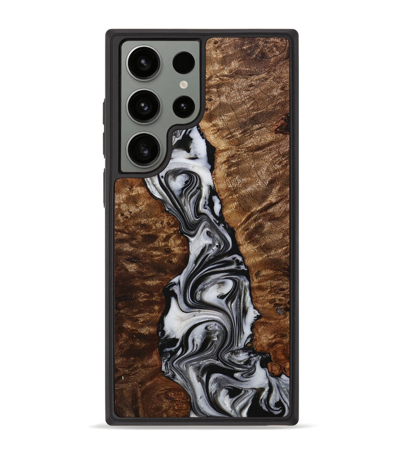 Galaxy S23 Ultra Wood+Resin Phone Case - Eliana (Black & White, 705676)
