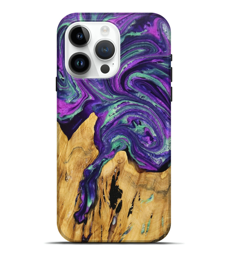 iPhone 15 Pro Max Wood+Resin Live Edge Phone Case - Braden (Purple, 705689)