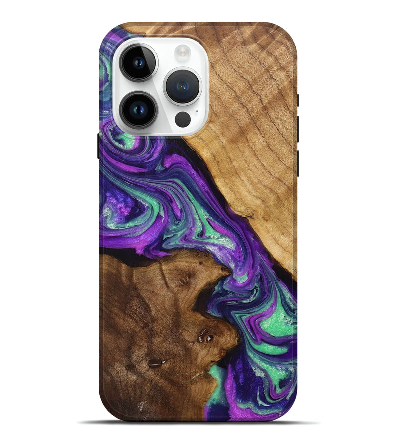 iPhone 15 Pro Max Wood+Resin Live Edge Phone Case - Laurence (Purple, 705690)
