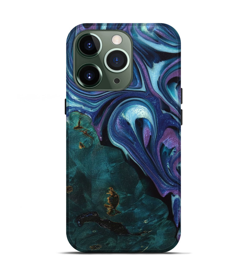iPhone 13 Pro Wood+Resin Live Edge Phone Case - Velma (Blue, 705700)