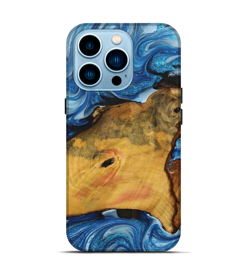 iPhone 14 Pro Wood+Resin Live Edge Phone Case - Matias (Blue, 705701)