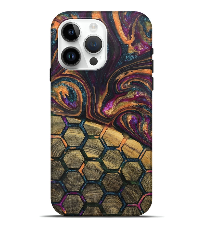 iPhone 15 Pro Max Wood+Resin Live Edge Phone Case - Aurora (Pattern, 705727)
