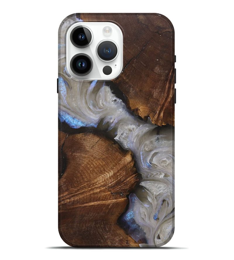 iPhone 15 Pro Max Wood+Resin Live Edge Phone Case - Erik (Black & White, 705733)