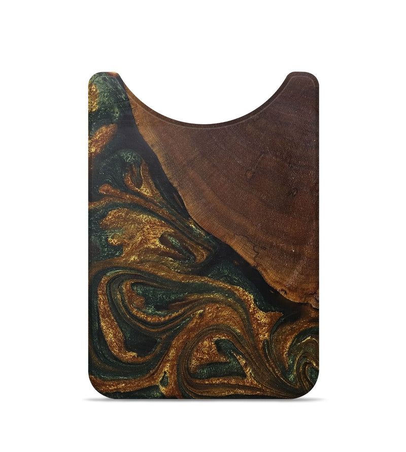 Live Edge Wood+Resin Wallet - Hayden (Teal & Gold, 705754)