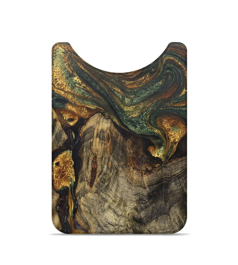Live Edge Wood+Resin Wallet - Andy (Teal & Gold, 705758)