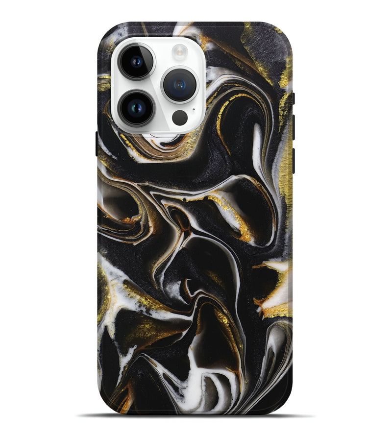 iPhone 15 Pro Max Wood+Resin Live Edge Phone Case - Randal (Black & White, 705946)