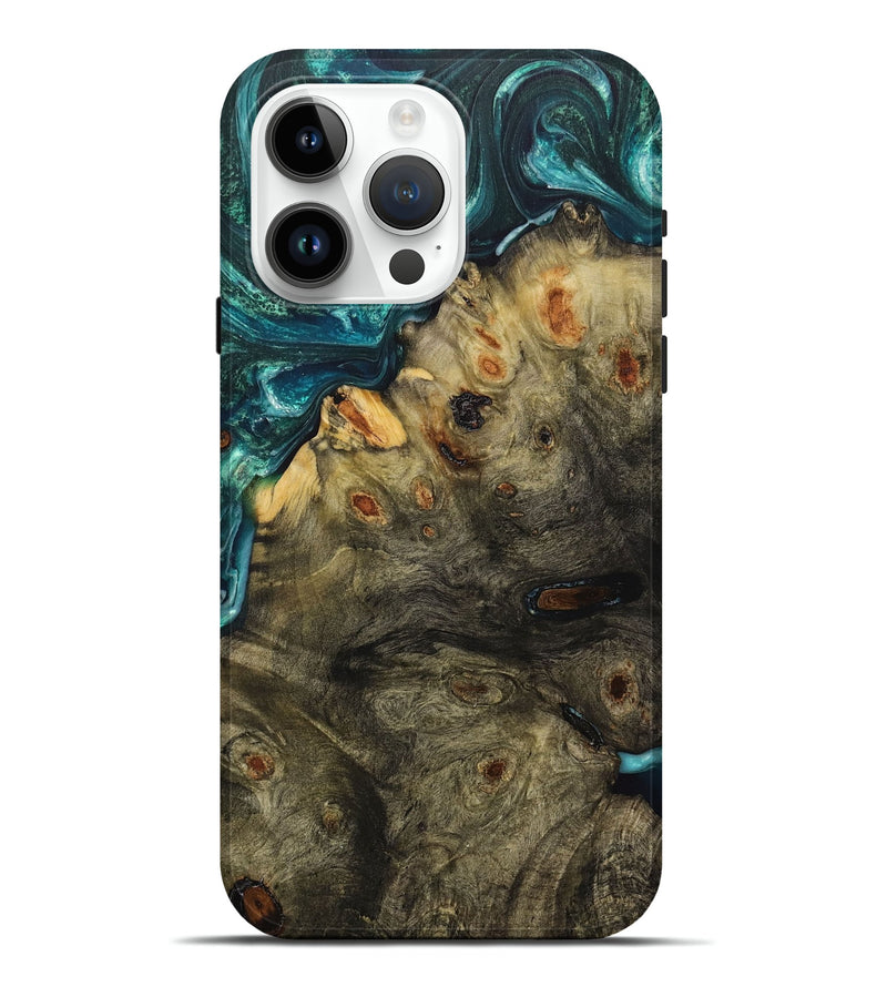 iPhone 15 Pro Max Wood+Resin Live Edge Phone Case - Ana (Green, 705962)