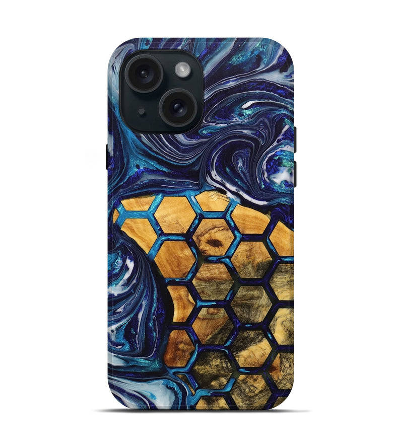 iPhone 15 Wood+Resin Live Edge Phone Case - Tameka (Pattern, 705965)