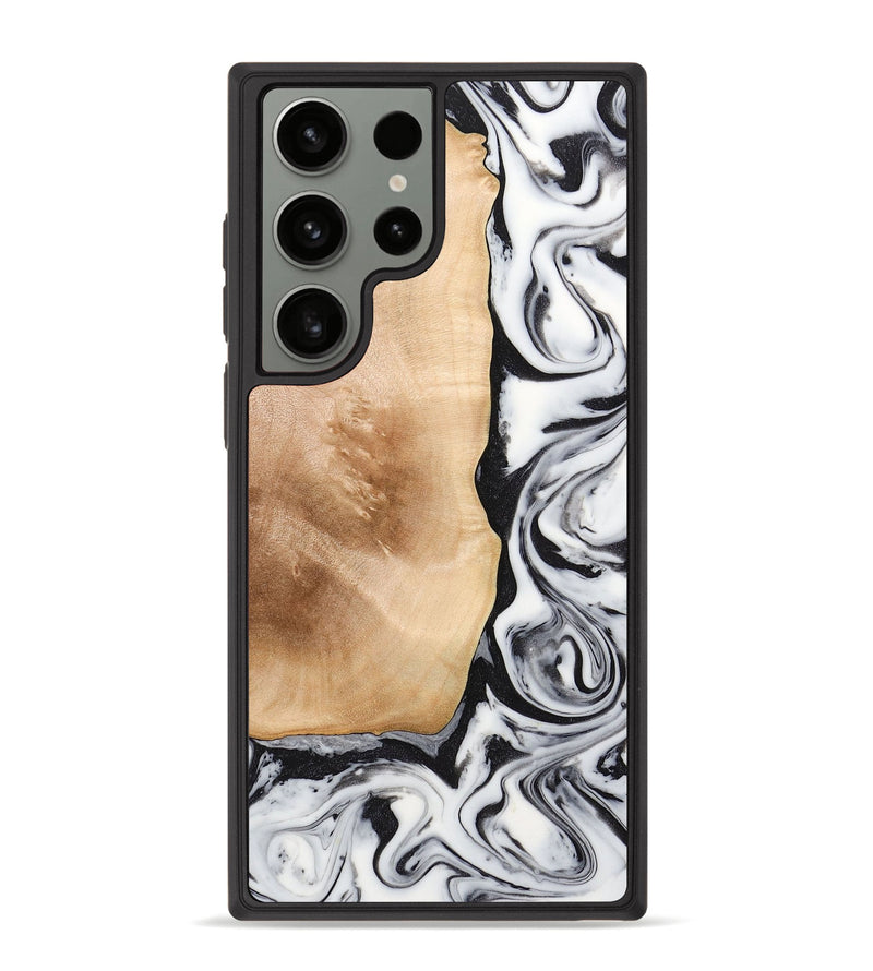 Galaxy S23 Ultra Wood+Resin Phone Case - Skylar (Black & White, 706224)