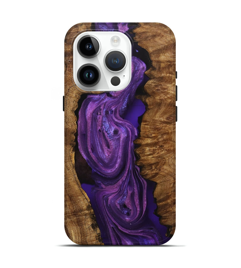 iPhone 15 Pro Wood+Resin Live Edge Phone Case - Eli (Purple, 706472)