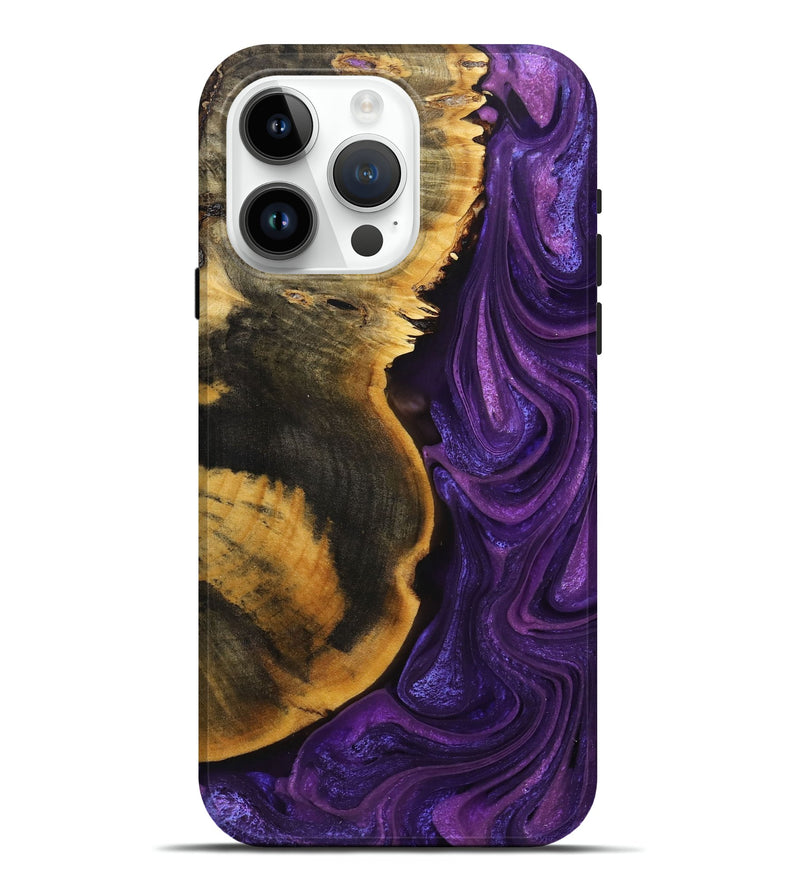 iPhone 15 Pro Max Wood+Resin Live Edge Phone Case - Gwendolyn (Purple, 706473)