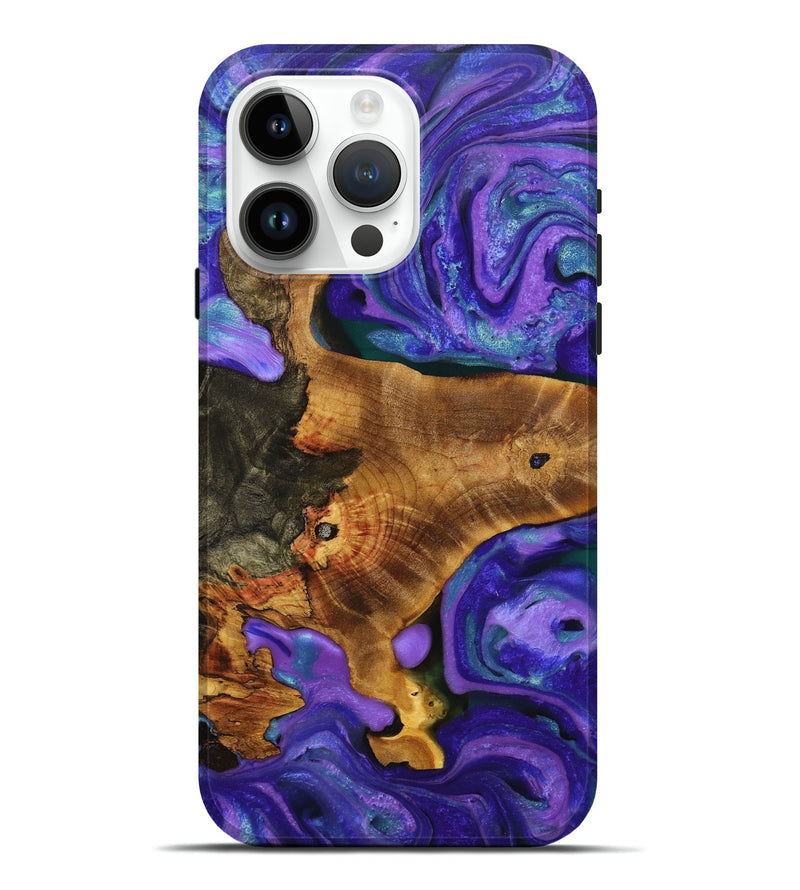iPhone 15 Pro Max Wood+Resin Live Edge Phone Case - Cheryl (Purple, 706475)