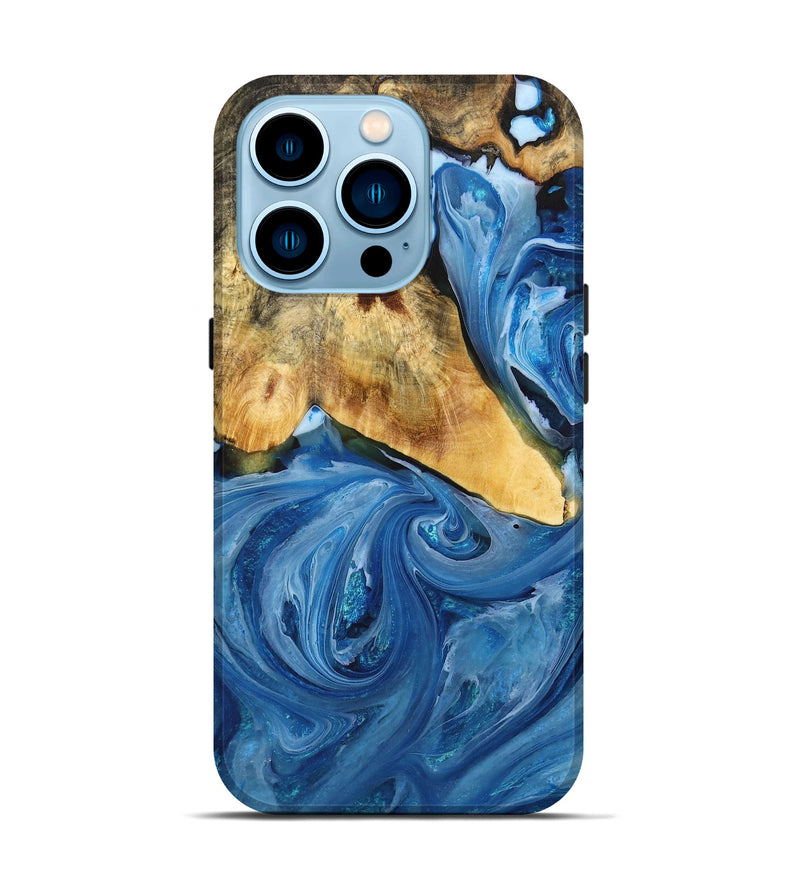 iPhone 14 Pro Wood+Resin Live Edge Phone Case - Tatum (Blue, 706480)