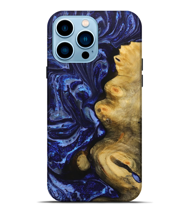 iPhone 14 Pro Max Wood+Resin Live Edge Phone Case - Dexter (Blue, 706481)