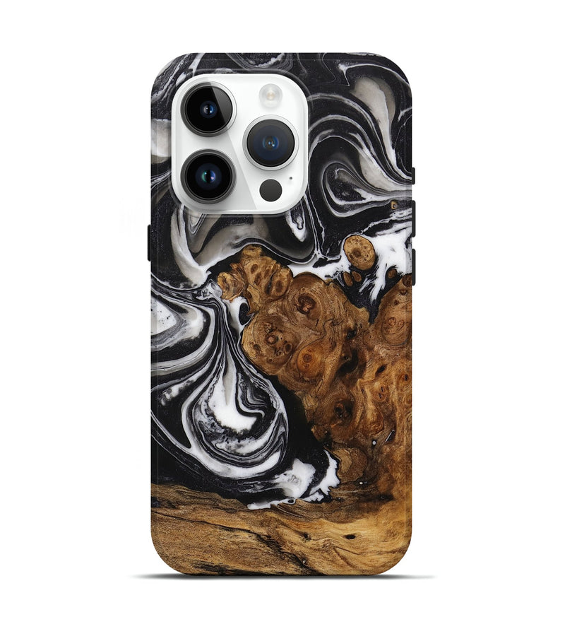 iPhone 15 Pro Wood+Resin Live Edge Phone Case - Jason (Black & White, 706487)