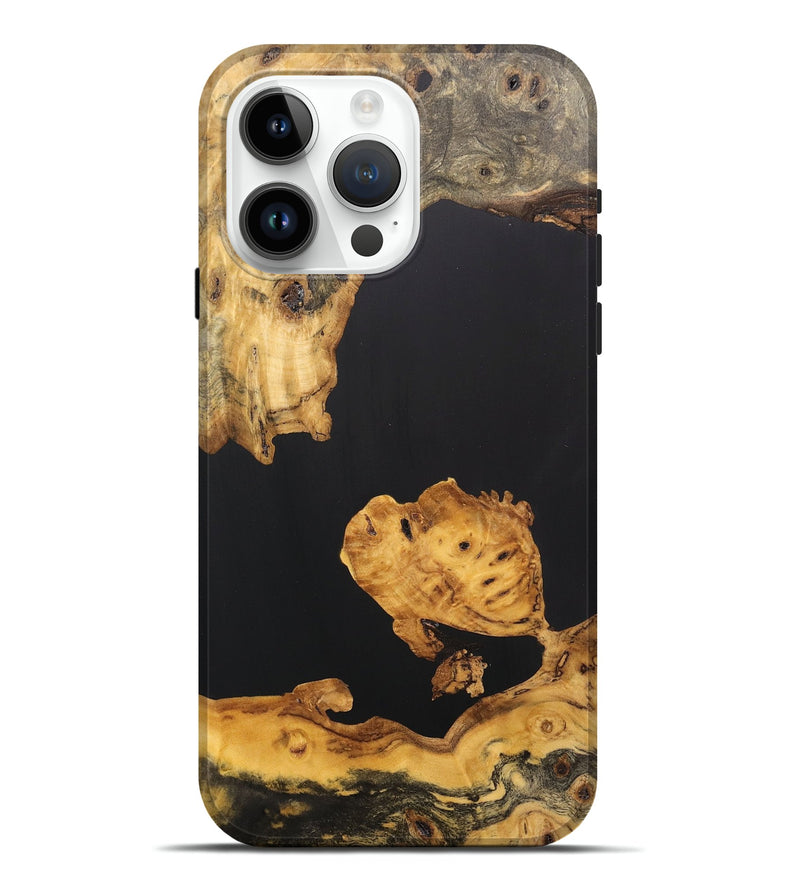 iPhone 15 Pro Max Wood+Resin Live Edge Phone Case - Josiah (Pure Black, 706506)