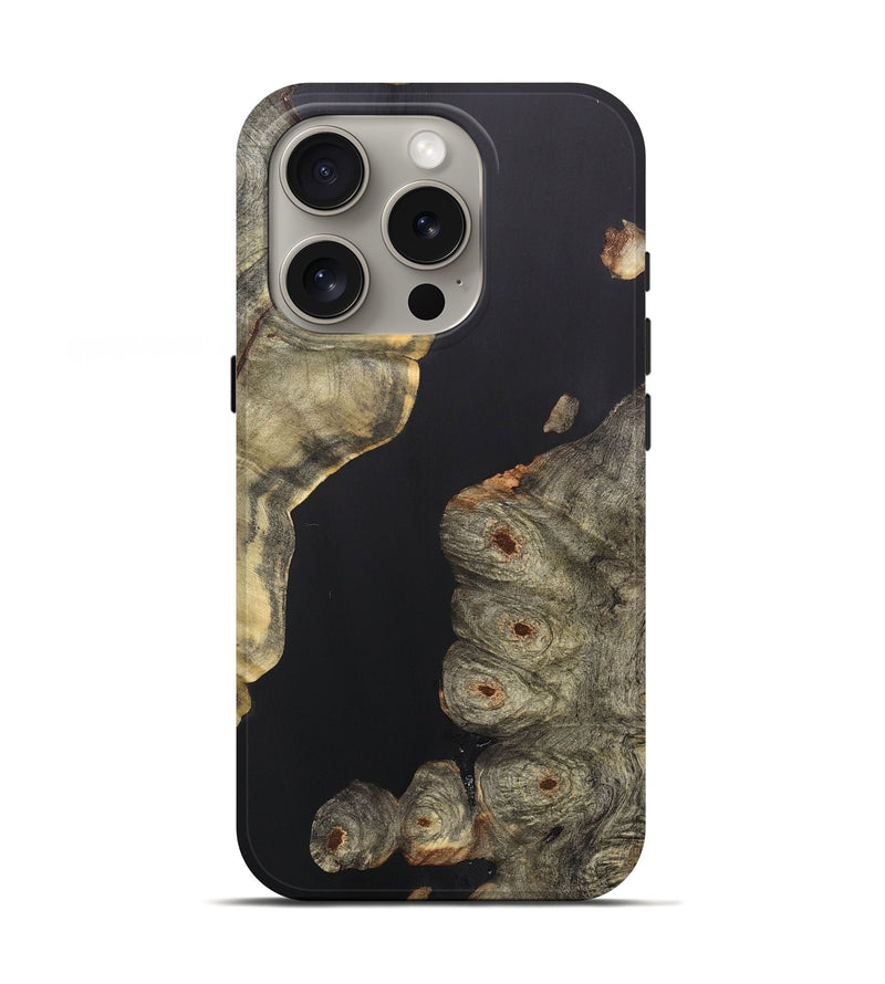 iPhone 16 Pro Wood+Resin Live Edge Phone Case - Sheena (Pure Black, 706507)