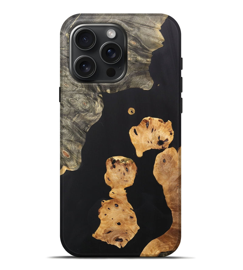 iPhone 16 Pro Max Wood+Resin Live Edge Phone Case - Julissa (Pure Black, 706508)